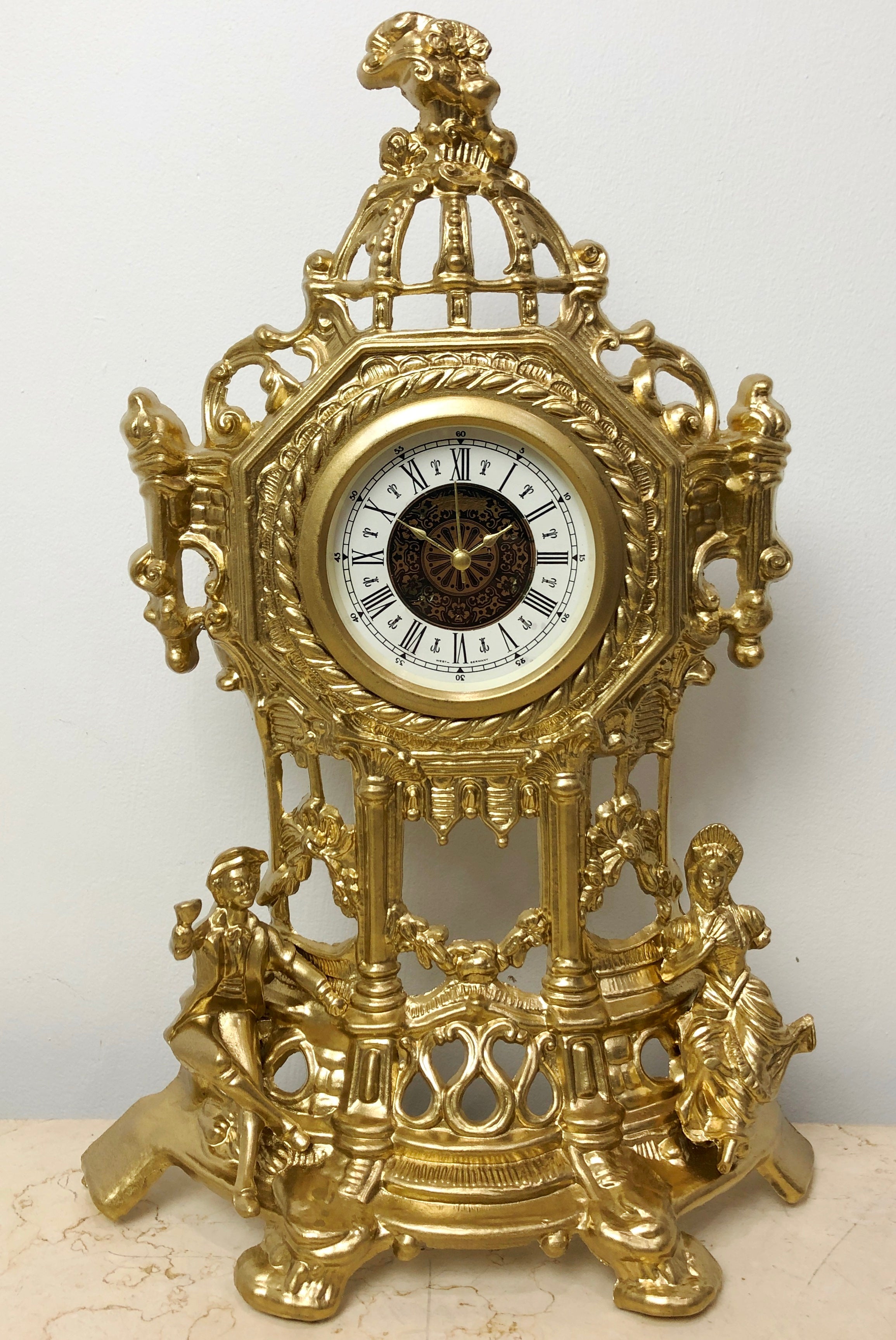 Vintage Original Brass GERMAN Mantel Clock | eXibit collection