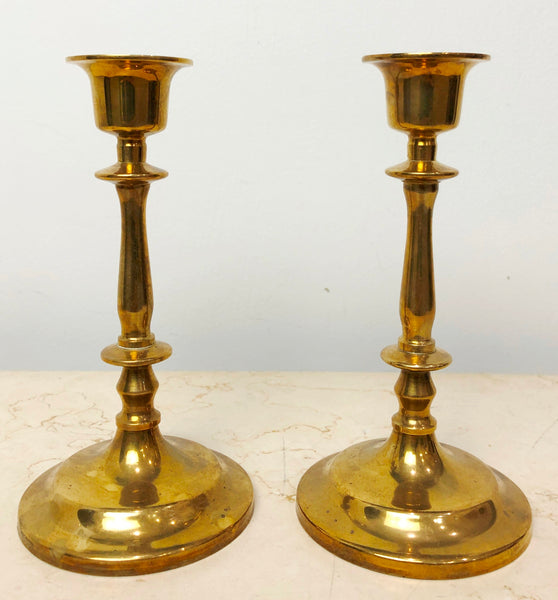 Vintage SOLID Brass Pair Candle Holders | eXibit collection