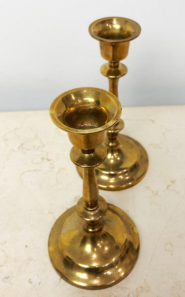 Vintage SOLID Brass Pair Candle Holders | eXibit collection