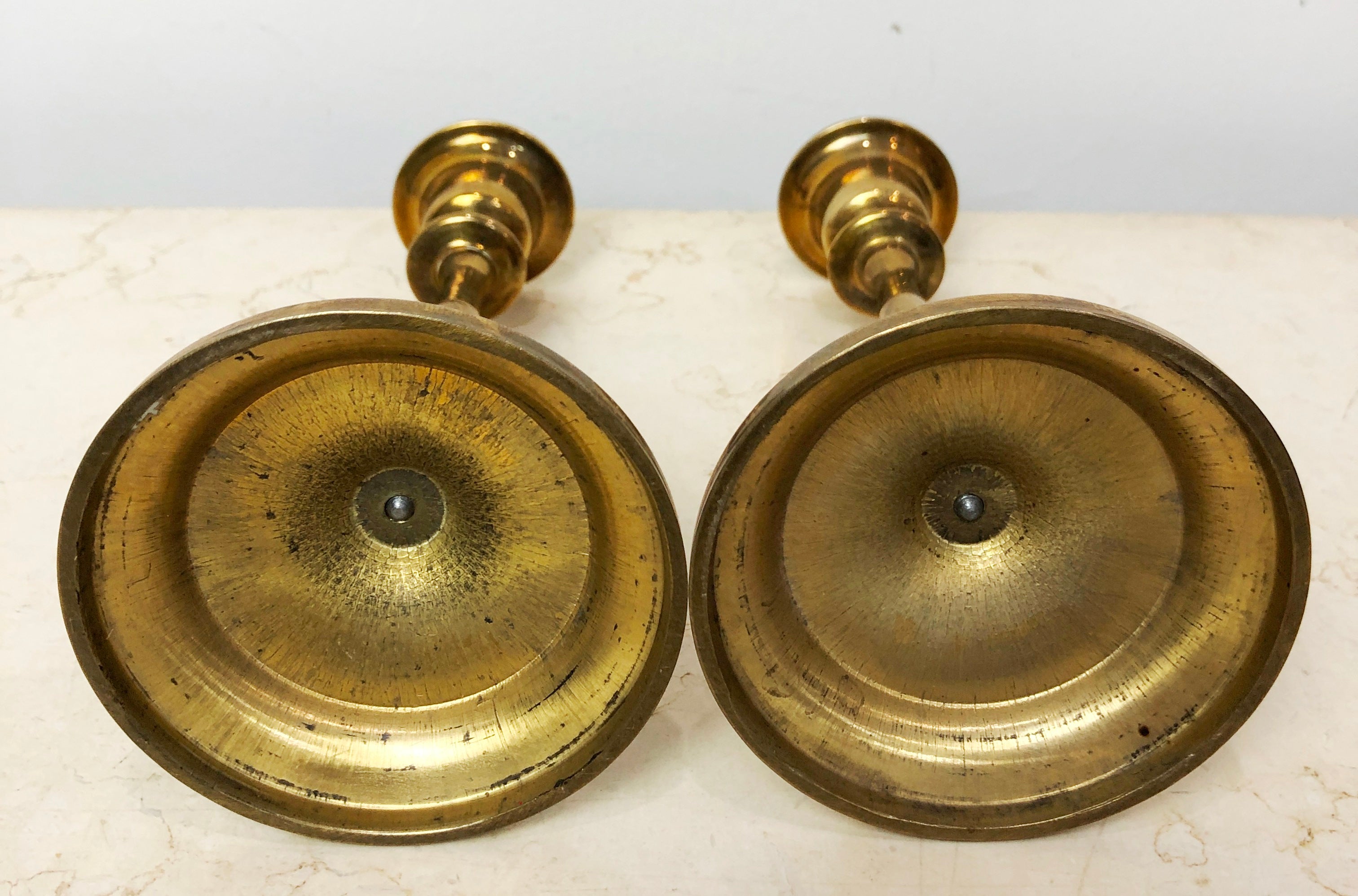 Vintage SOLID Brass Pair Candle Holders | eXibit collection