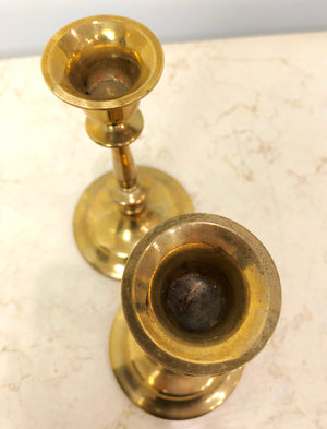 Vintage SOLID Brass Pair Candle Holders | eXibit collection