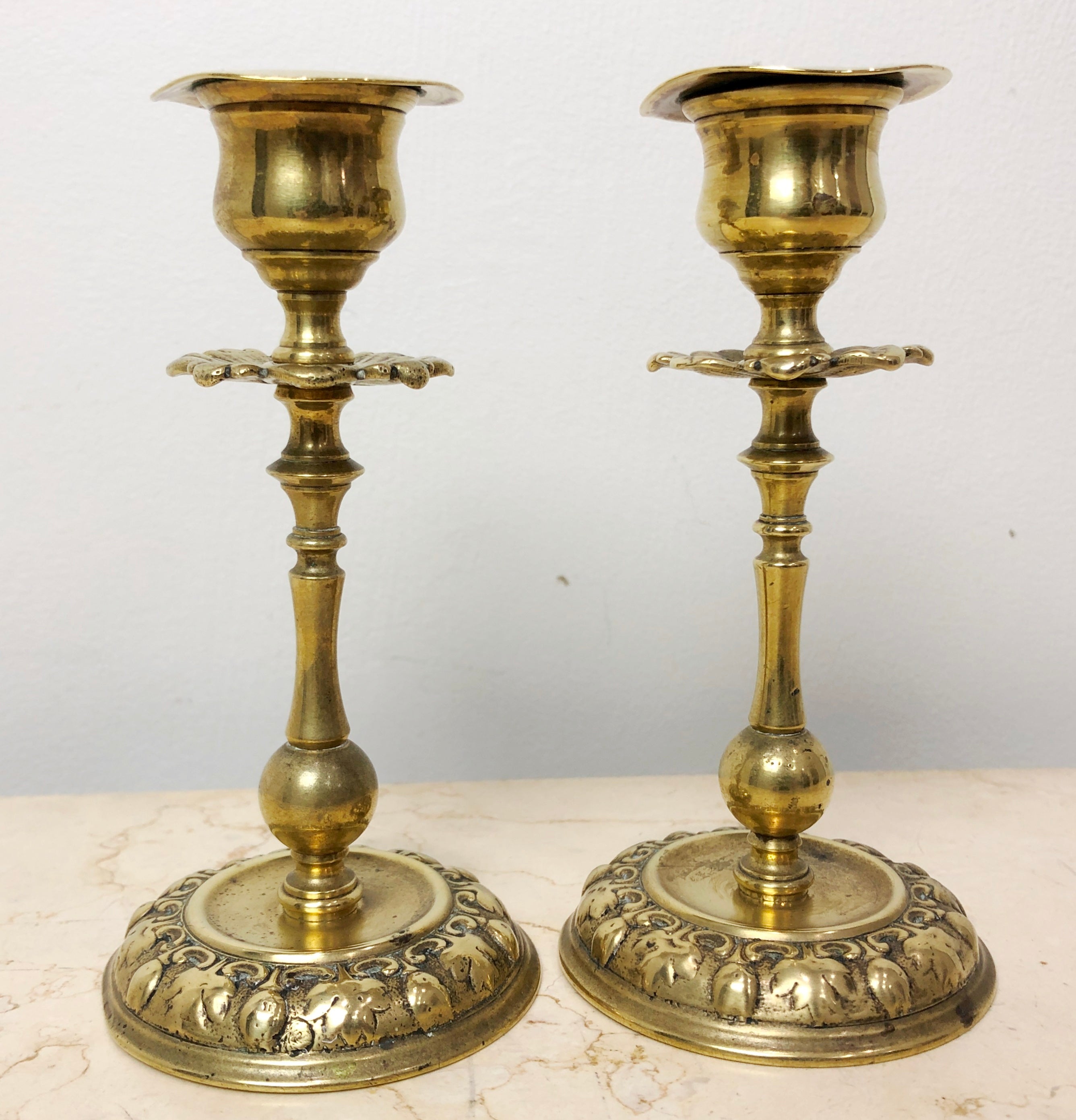 Vintage Pair SOLID Brass Ornate Candle Holders | eXibit collection