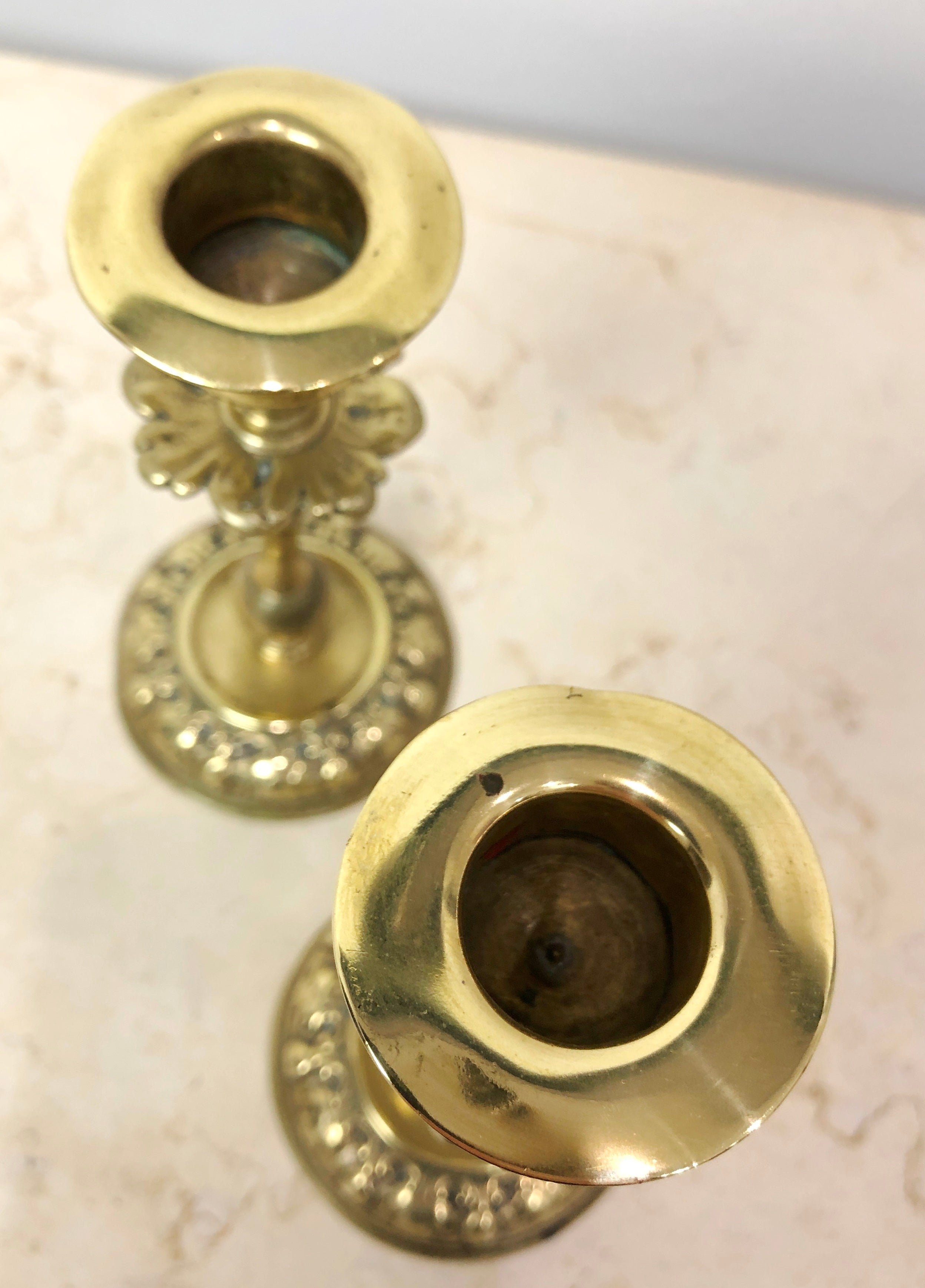 Vintage Pair SOLID Brass Ornate Candle Holders | eXibit collection