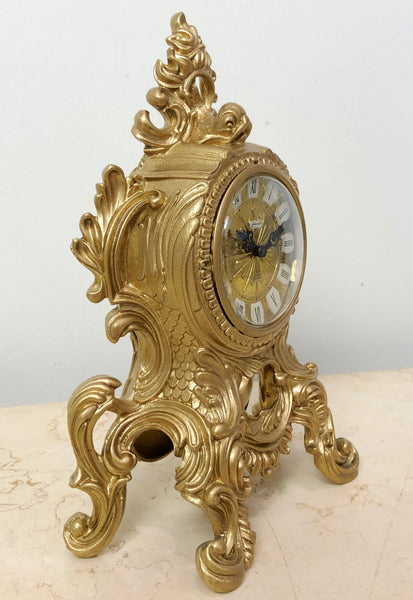 Vintage SCHMID SCHLENKER Jr Ornate Brass 8 Day Mantel Clock | eXibit collection