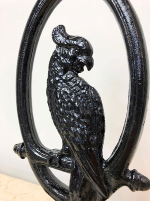 Antique Bradley & Hubbard Black Cast Iron Parrot Doorstop | eXibit collection