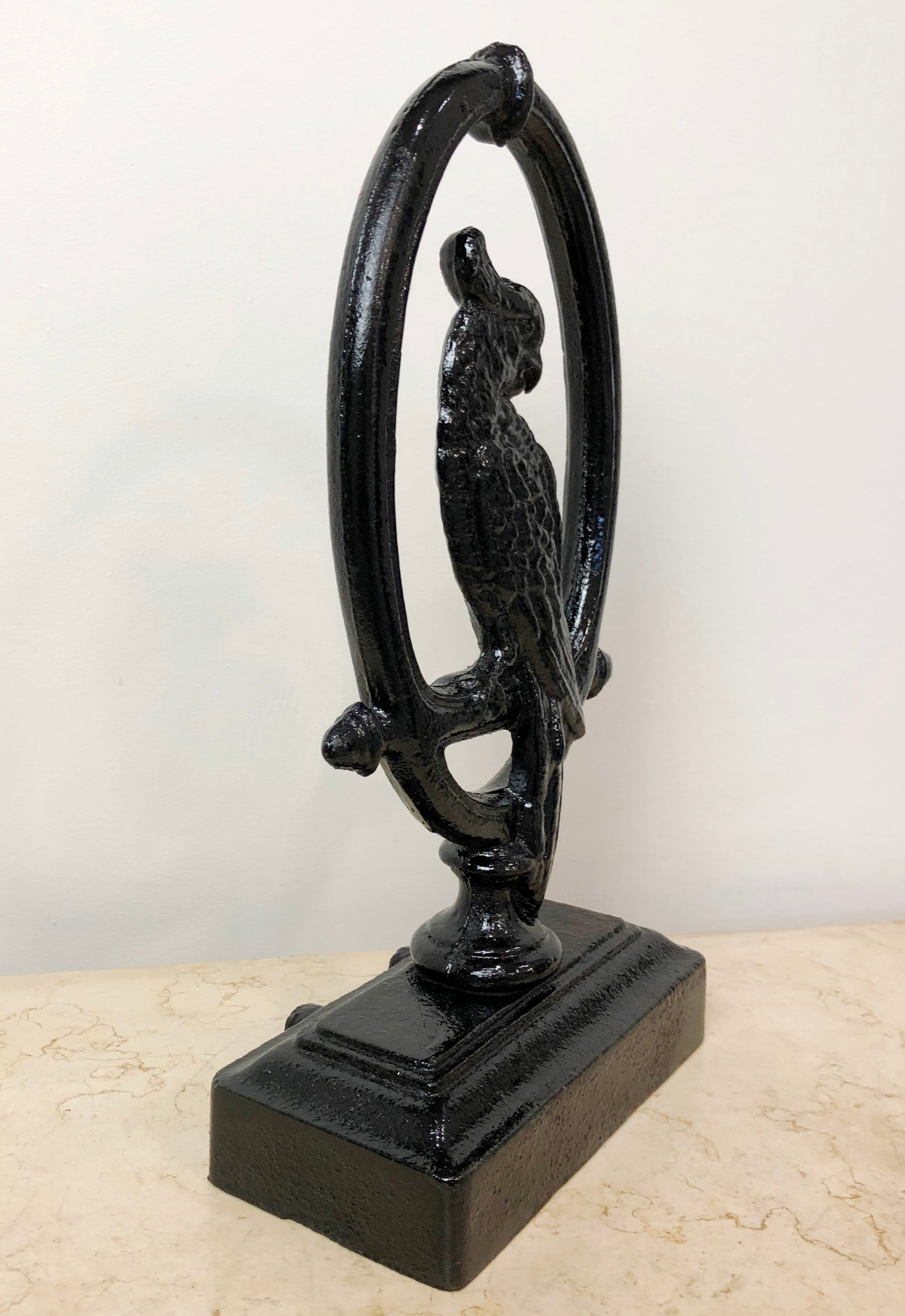 Antique Bradley & Hubbard Black Cast Iron Parrot Doorstop | eXibit collection