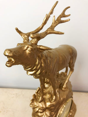 Antique STAG Figural Spelter Junghans Mantel Clock | eXibit collection