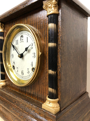 Antique Sessions Hammer on Bell & Coil Chime Mantel Clock | eXibit collection