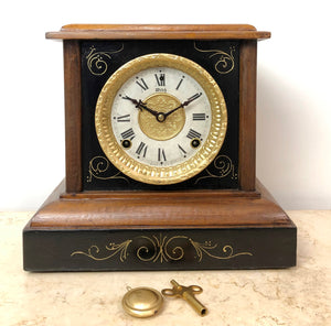 Antique WELCH Bell & Hammer on Coil Chime Mantel Clock | eXibit collection