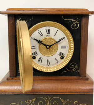 Antique WELCH Bell & Hammer on Coil Chime Mantel Clock | eXibit collection