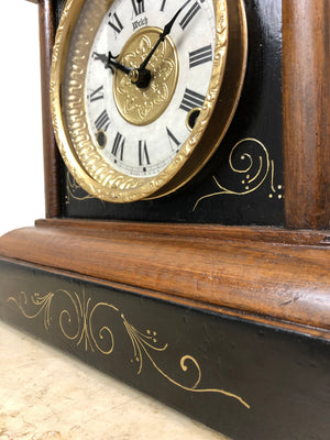 Antique WELCH Bell & Hammer on Coil Chime Mantel Clock | eXibit collection