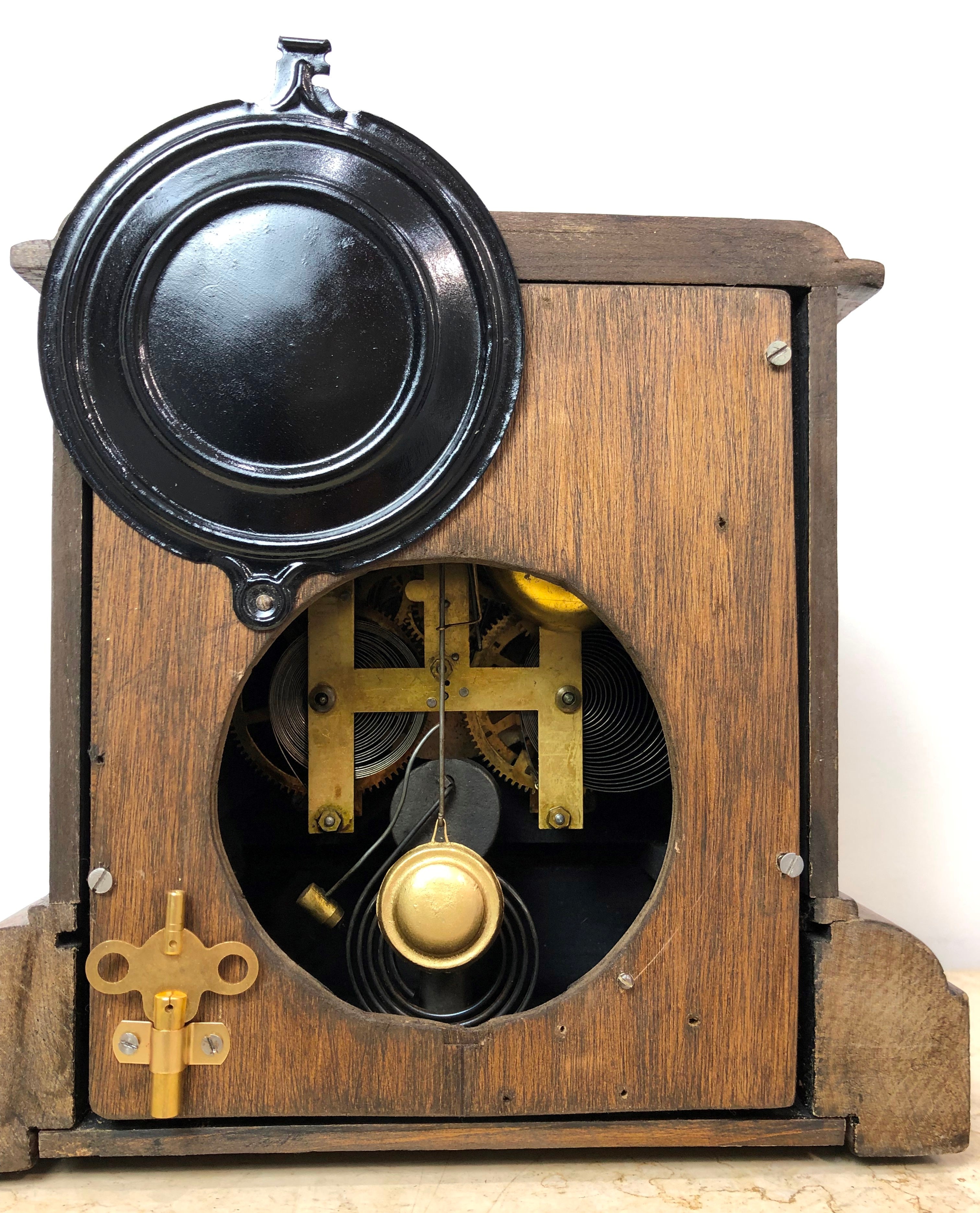 Antique WELCH Bell & Hammer on Coil Chime Mantel Clock | eXibit collection
