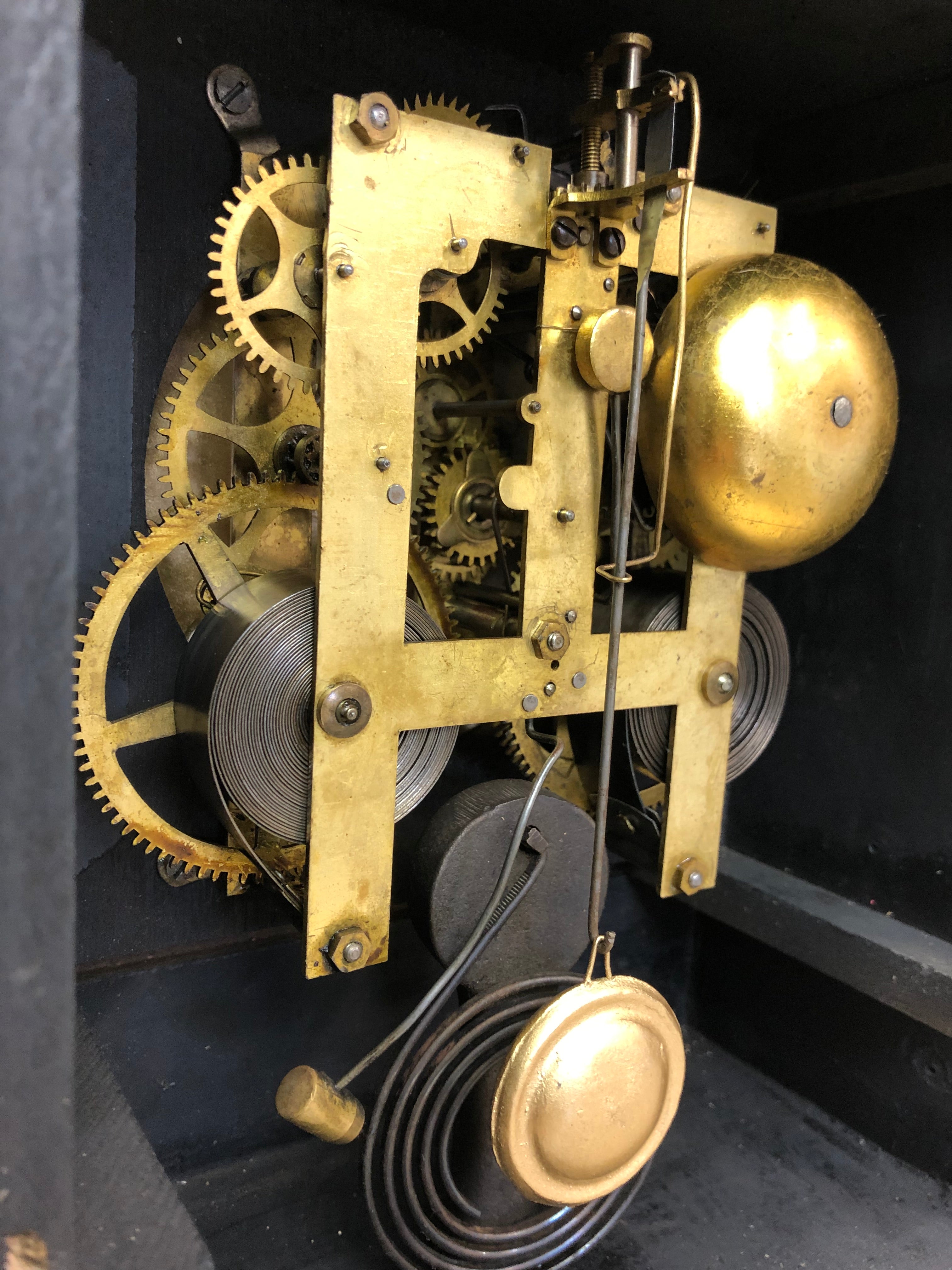Antique WELCH Bell & Hammer on Coil Chime Mantel Clock | eXibit collection