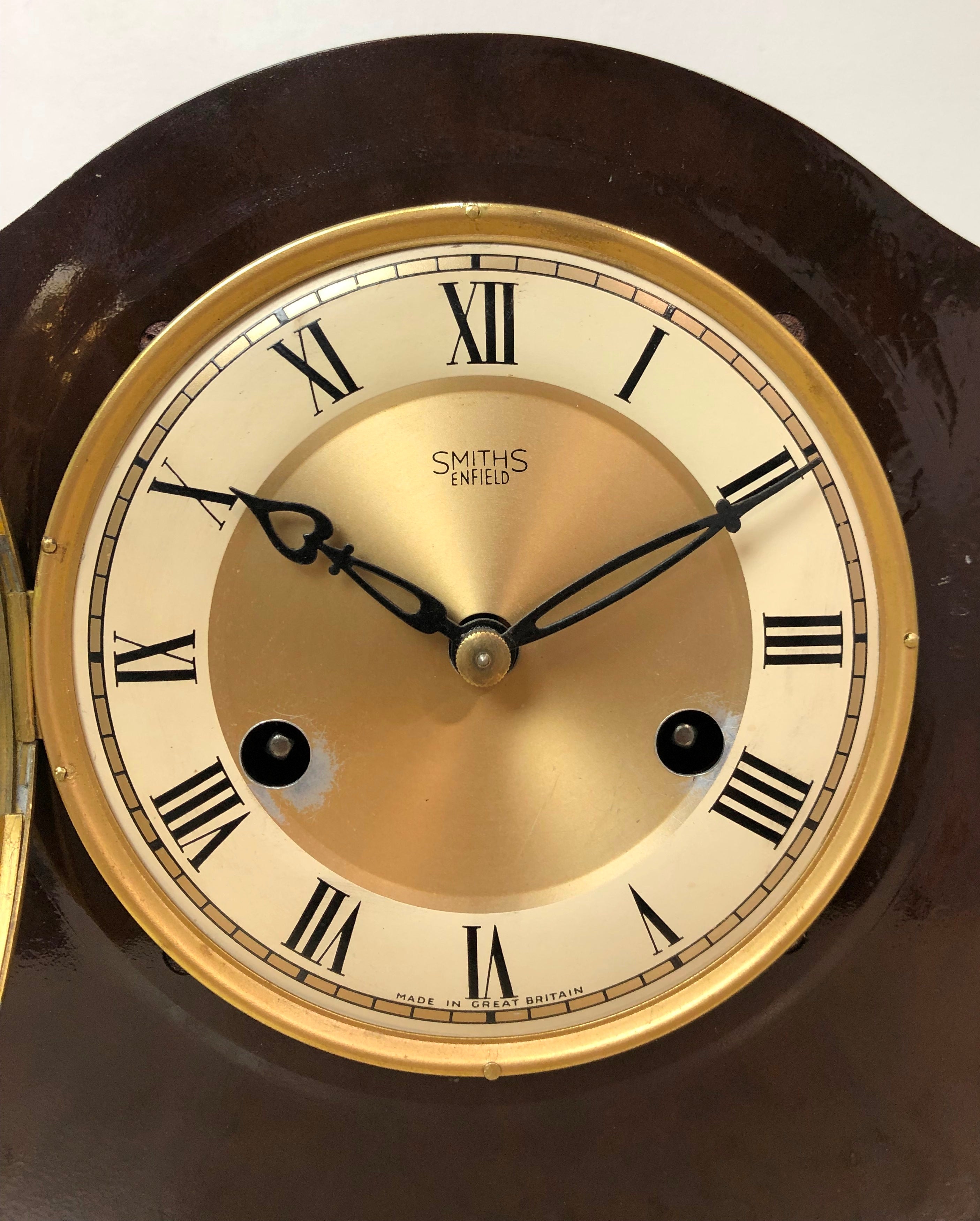 Vintage Smiths Enfield Bim Bam Chime Pendulum Mantel Clock | eXibit collection