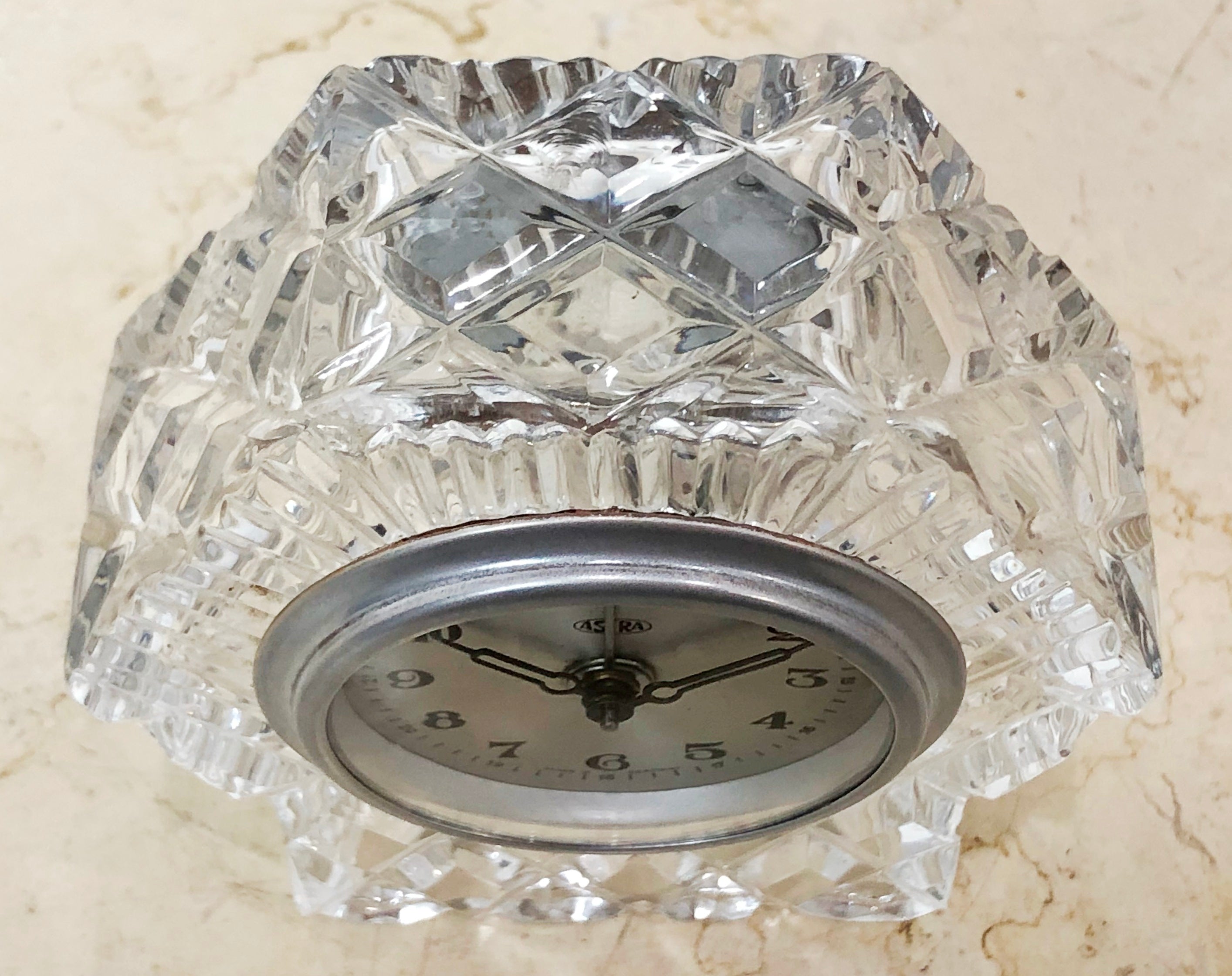 Vintage ASTRA French Crystal Desk Alarm Clock | eXibit collection