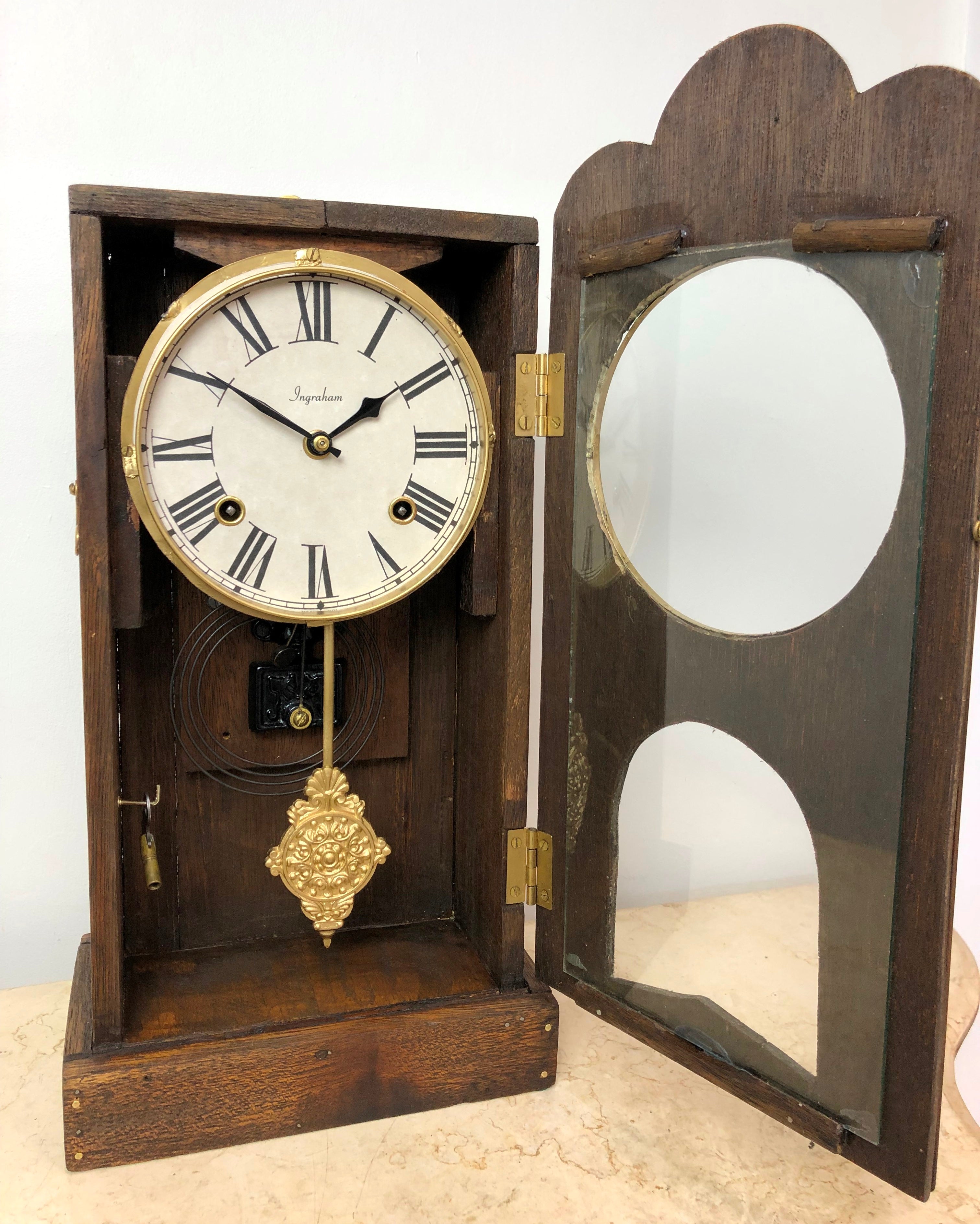 Antique Ingraham Hammer on Coil Chime Mantel Clock | eXibit collection