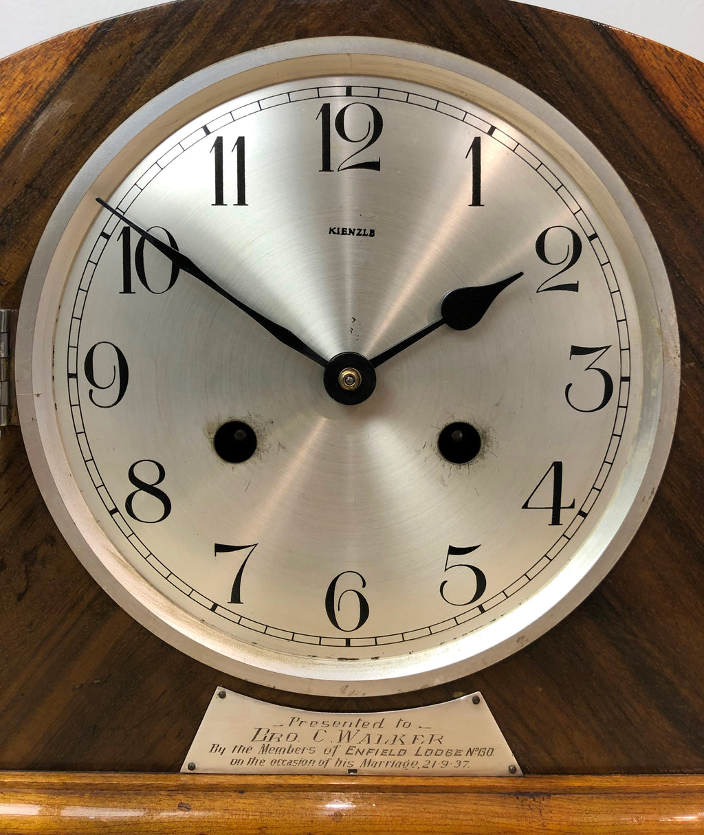 Vintage Kienzle Hammer on Coil Chime Art Deco Mantel Clock | eXibit collection