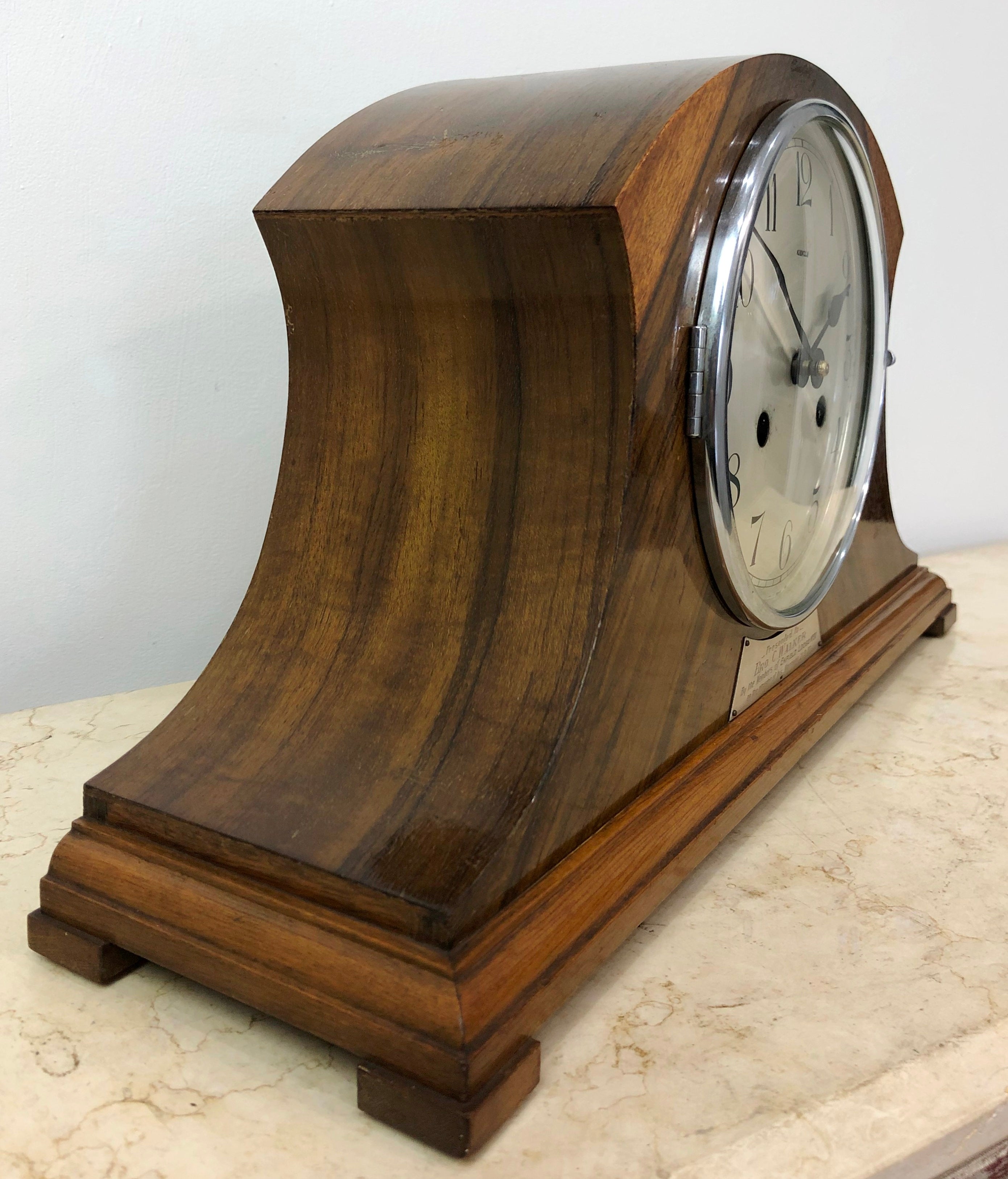 Vintage Kienzle Hammer on Coil Chime Art Deco Mantel Clock | eXibit collection