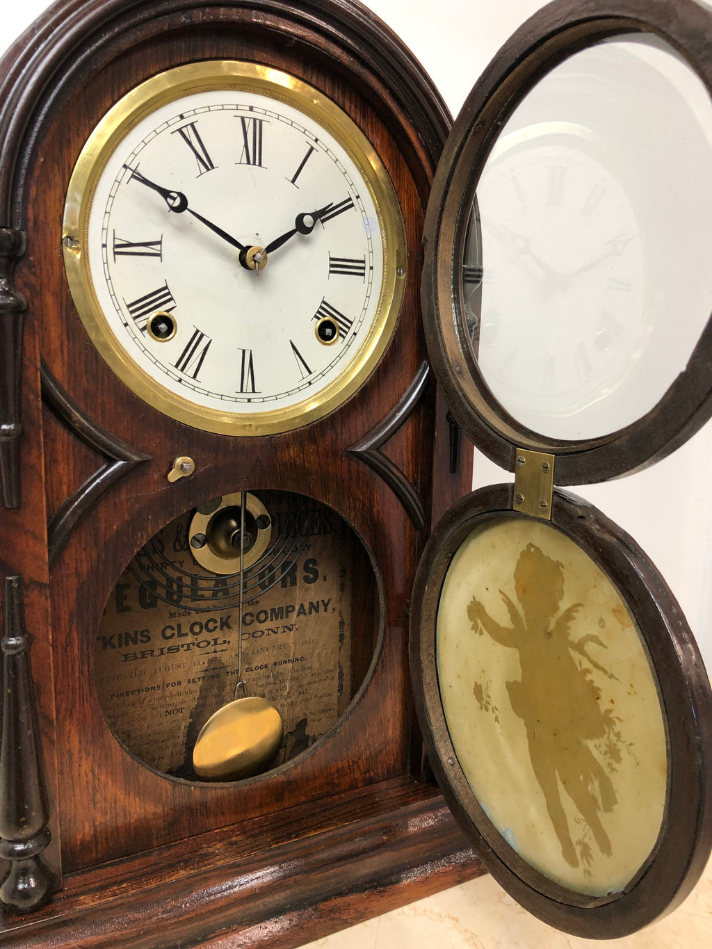 Antique Atkins Hammer on Coil Chime Cathedral Mantel Clock | eXibit collection