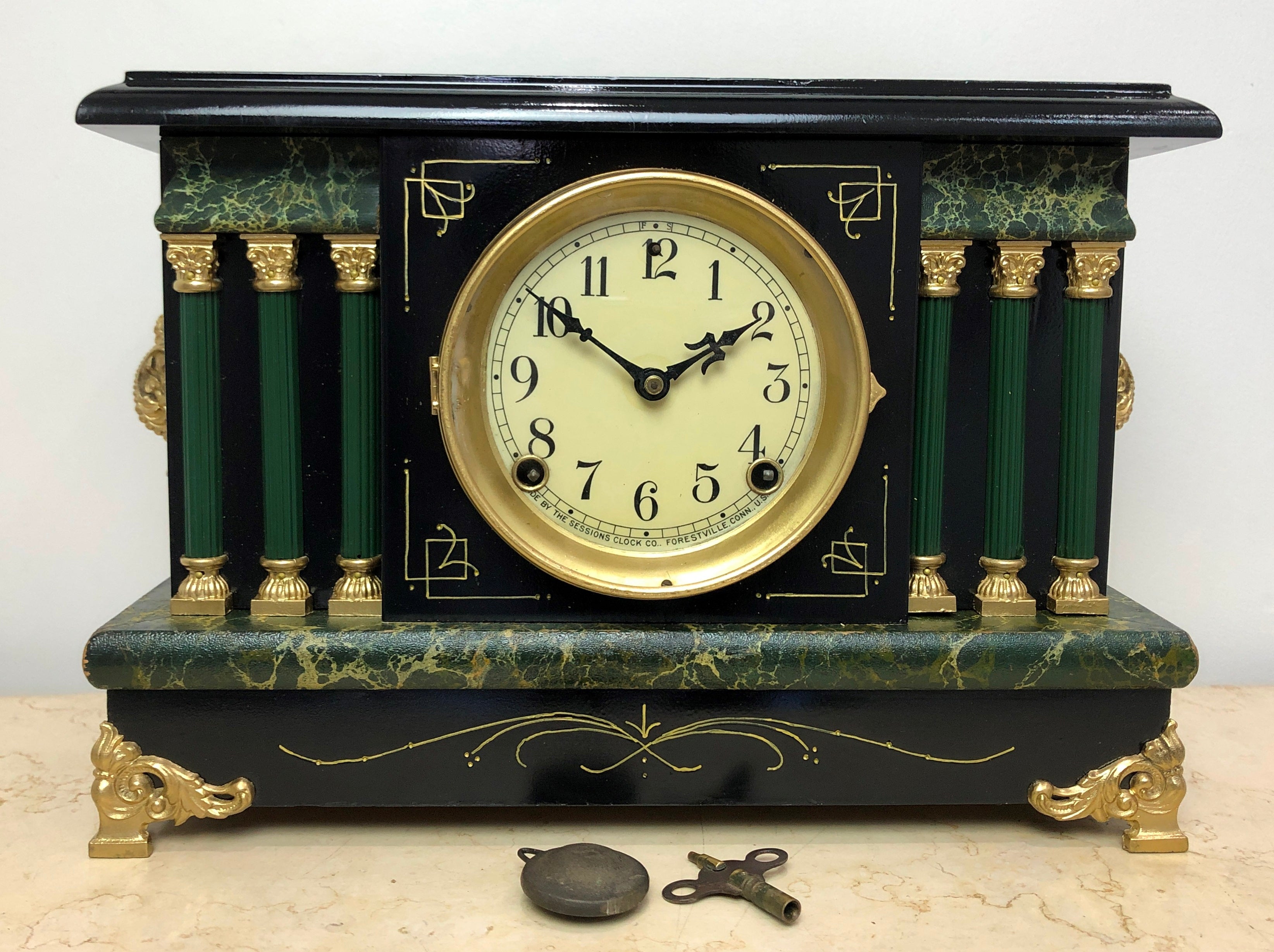 Original Antique Sessions USA Mantel Clock | eXibit collection