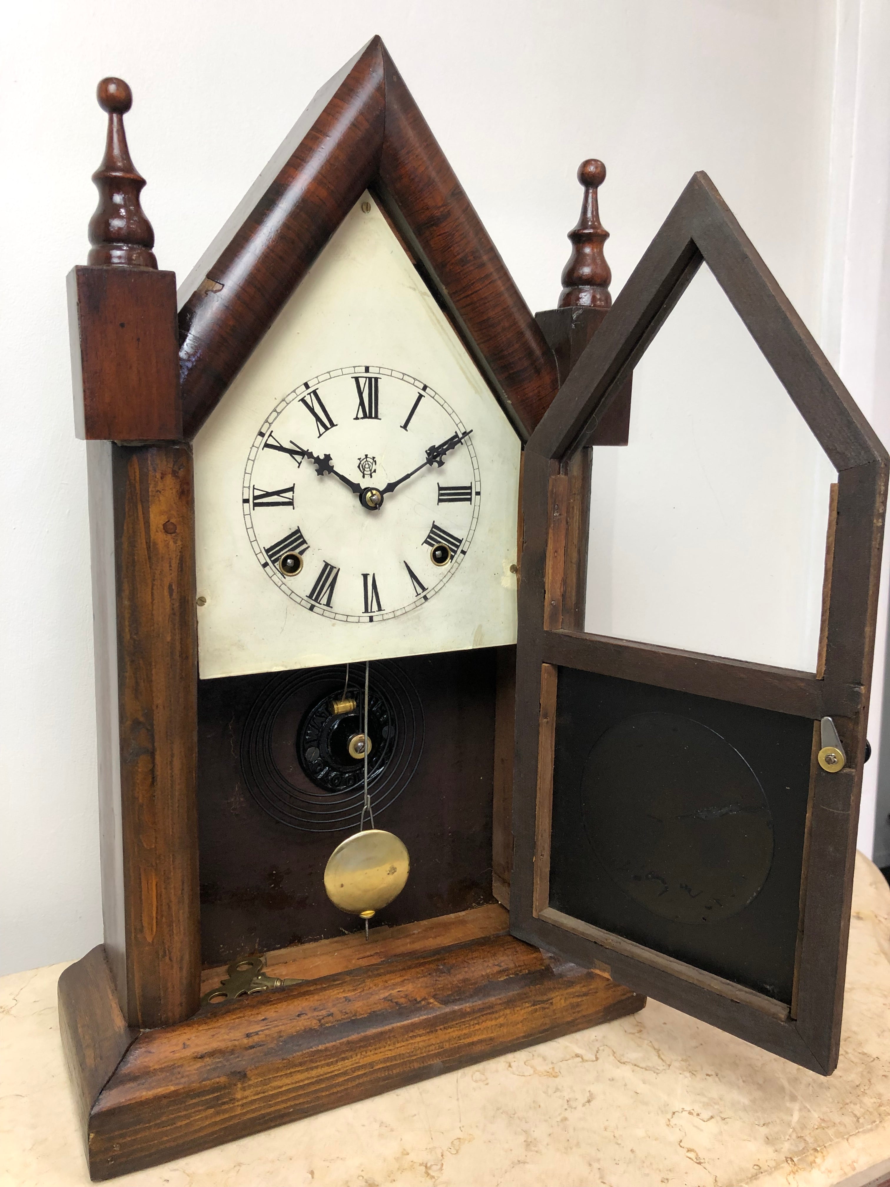 Antique Waterbury Cathedral Hammer on Coil Chime Mantel Clock | eXibit collection