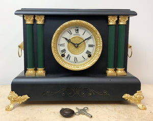 Antique Sessions Bell & Hammer Chime Mantel Clock | eXibit collection