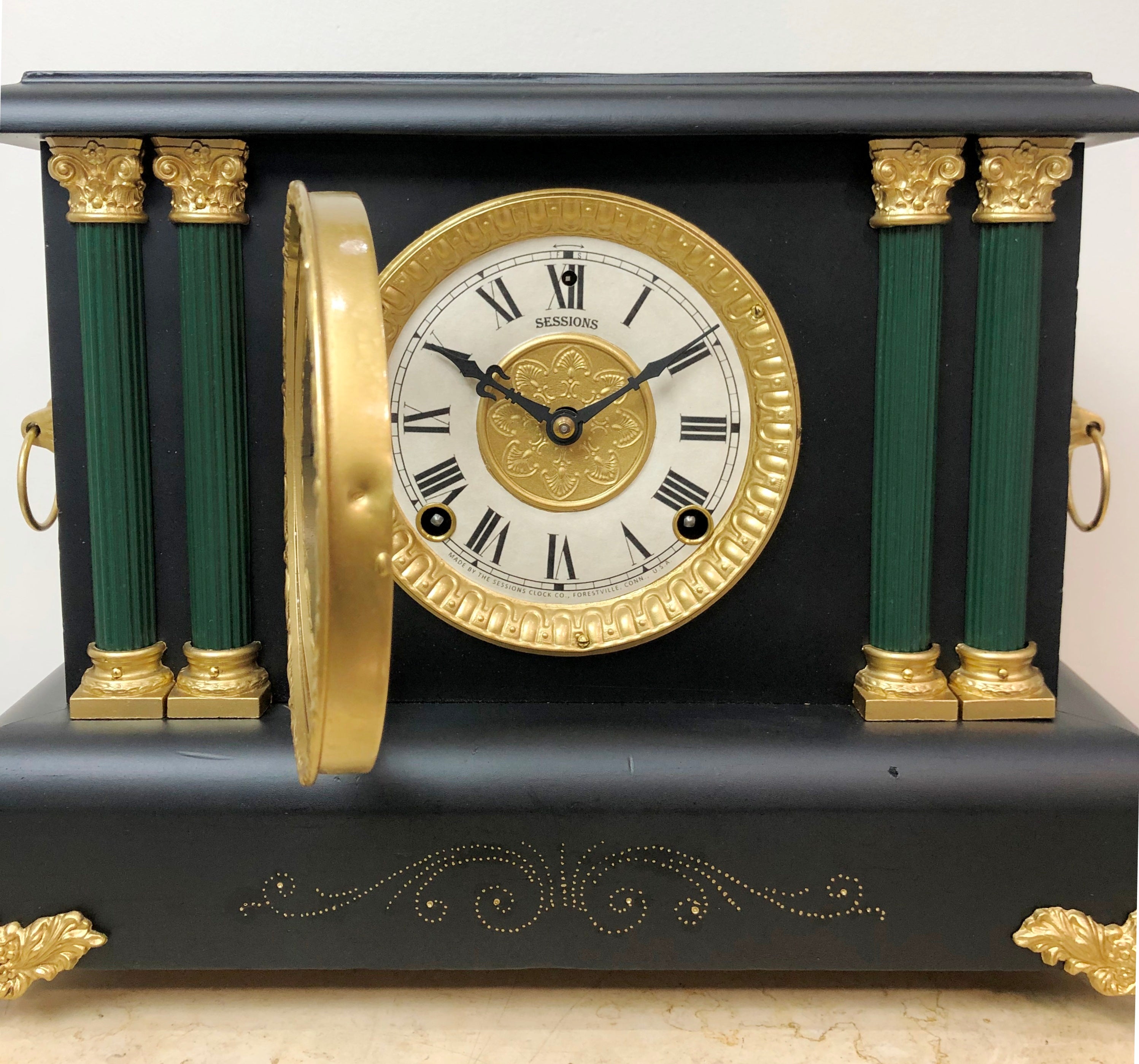 Antique Sessions Bell & Hammer Chime Mantel Clock | eXibit collection