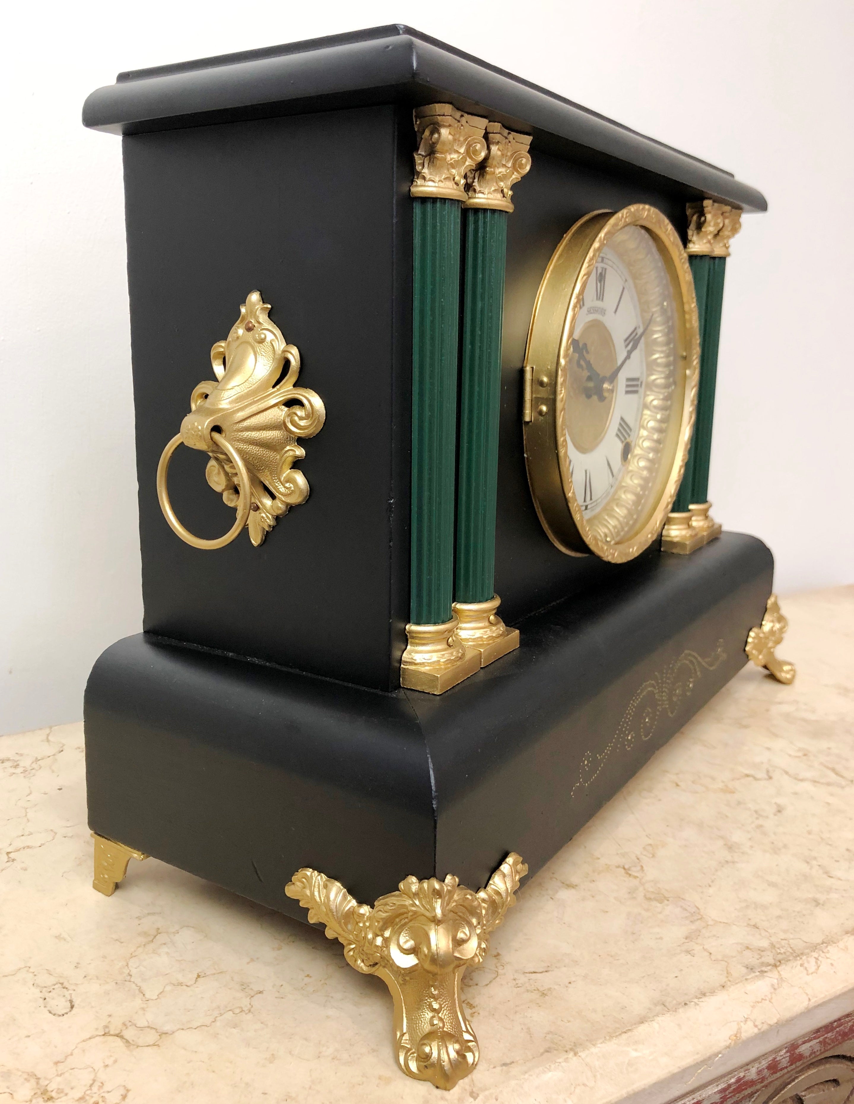 Antique Sessions Bell & Hammer Chime Mantel Clock | eXibit collection