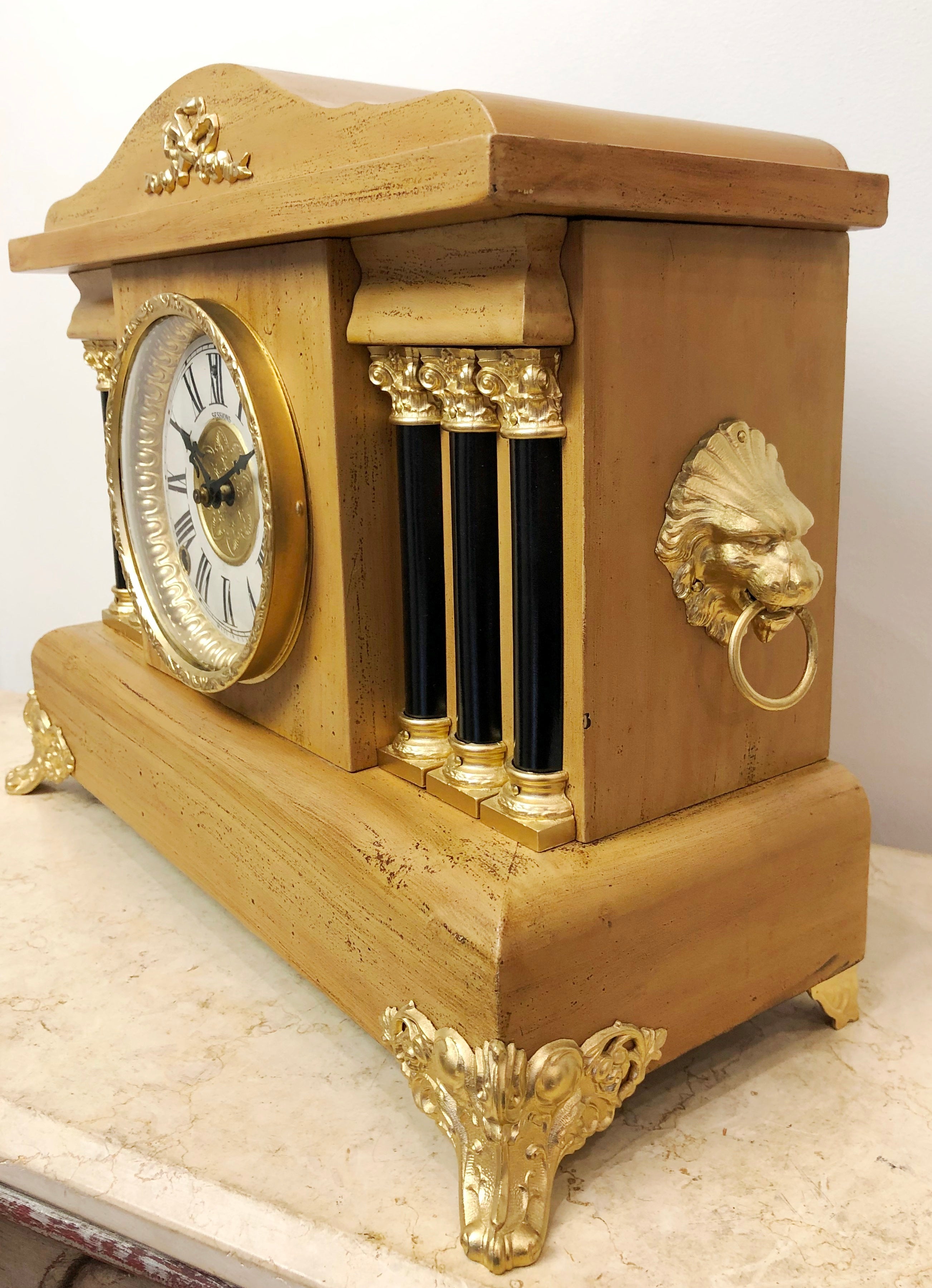 Antique Sessions Hammer on Coil Chime Mantel Clock | eXibit collection