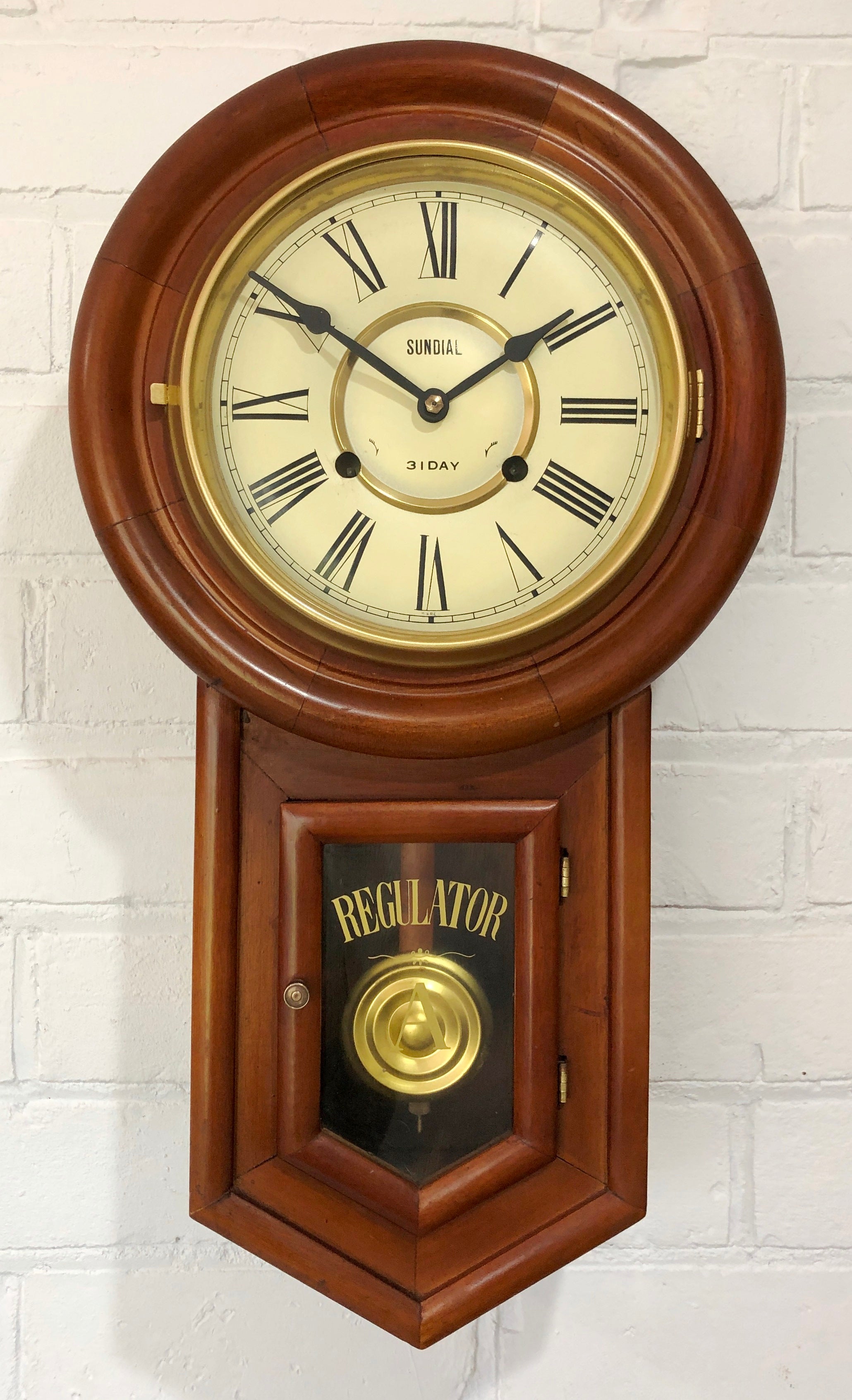 Vintage SUNDIAL Regulator 31 Day Chime Wall Clock | eXibit collection