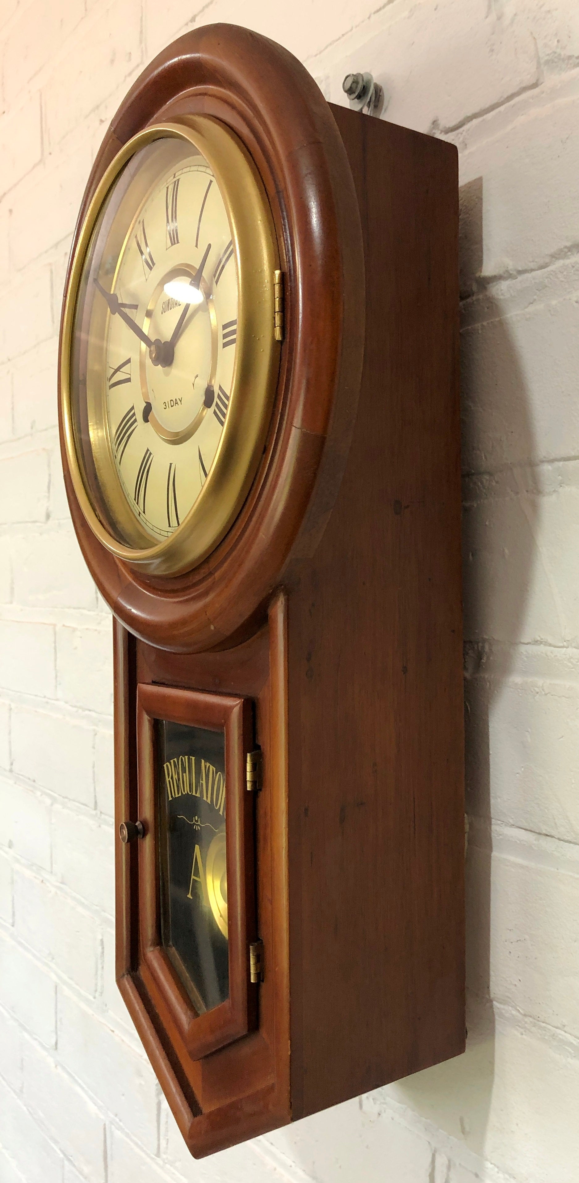 Vintage SUNDIAL Regulator 31 Day Chime Wall Clock | eXibit collection