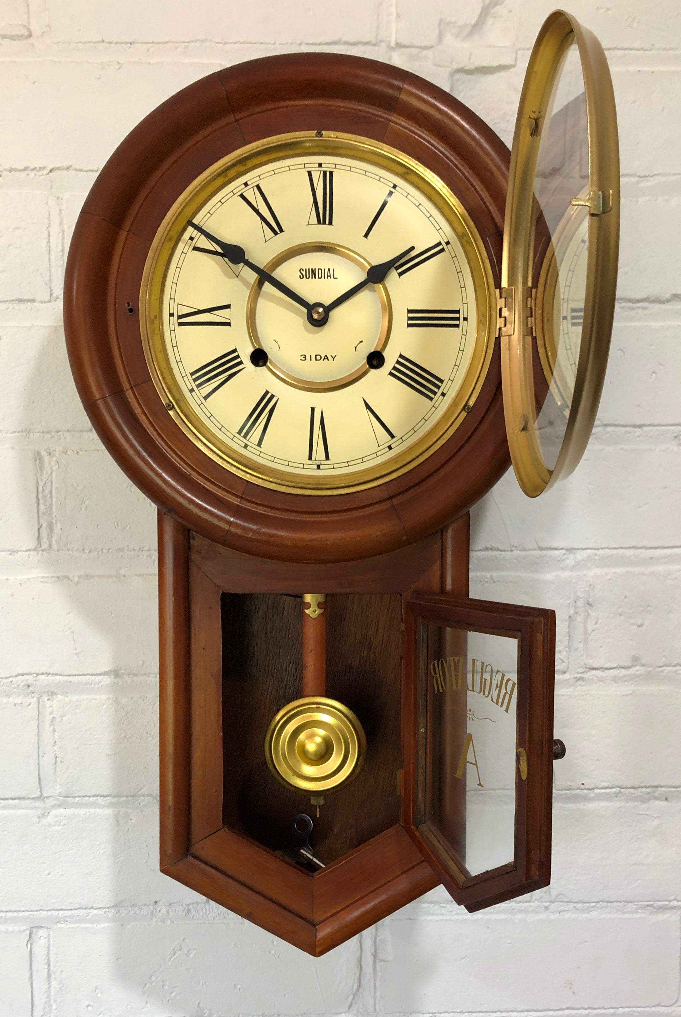 Vintage SUNDIAL Regulator 31 Day Chime Wall Clock | eXibit collection