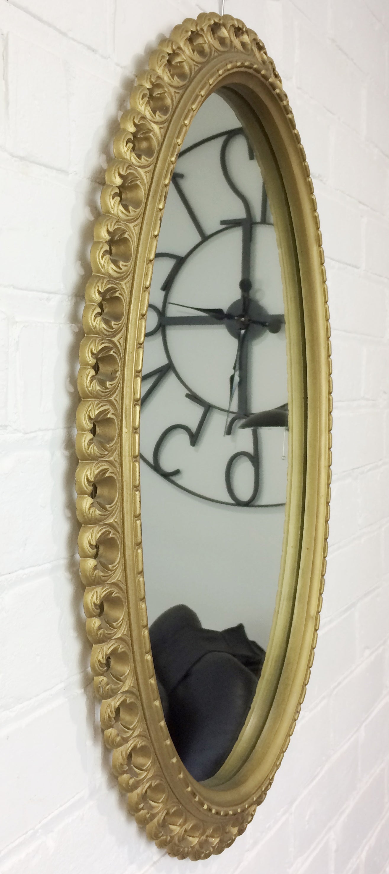 Original Vintage Ornate Gold Oval Mirror | eXibit collection