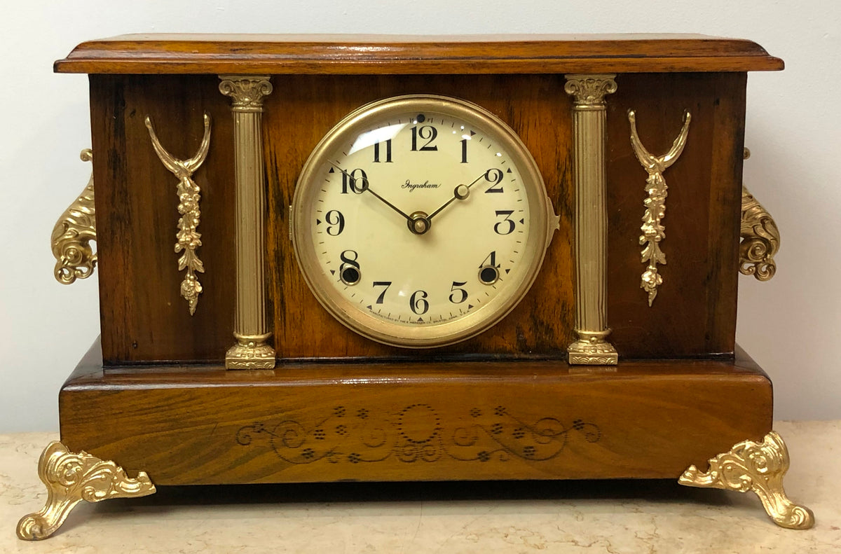 Antique Ingraham Battery Mantel Clock Adelaide Clocks