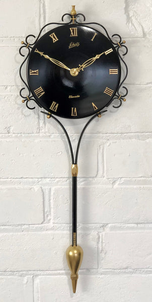 Vintage SCHATZ Elexacta Metal Battery Wall Clock | eXibit collection