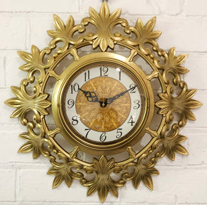 Vintage SYROCO Ornate Starburst Battery Wall Clock  | eXibit collection