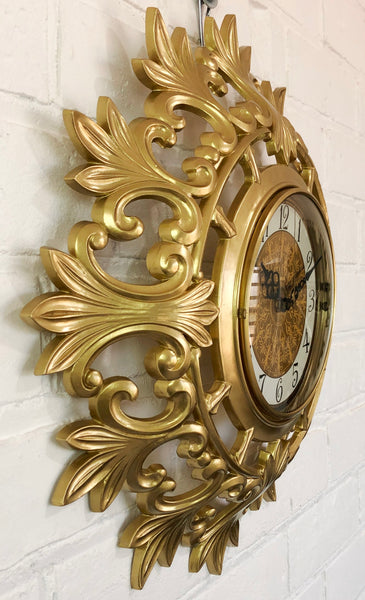 Vintage SYROCO Ornate Starburst Battery Wall Clock  | eXibit collection
