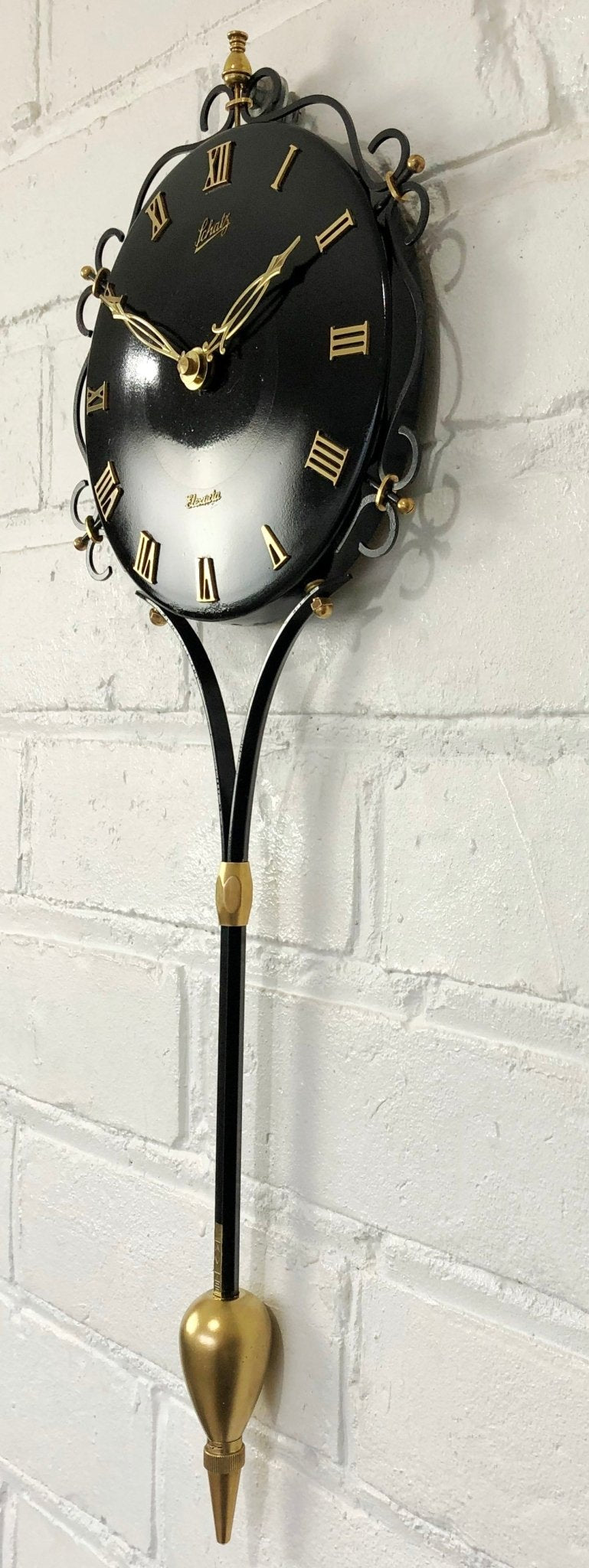 Vintage SCHATZ Elexacta Metal Battery Wall Clock | eXibit collection