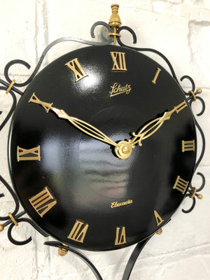 Vintage SCHATZ Elexacta Metal Battery Wall Clock | eXibit collection