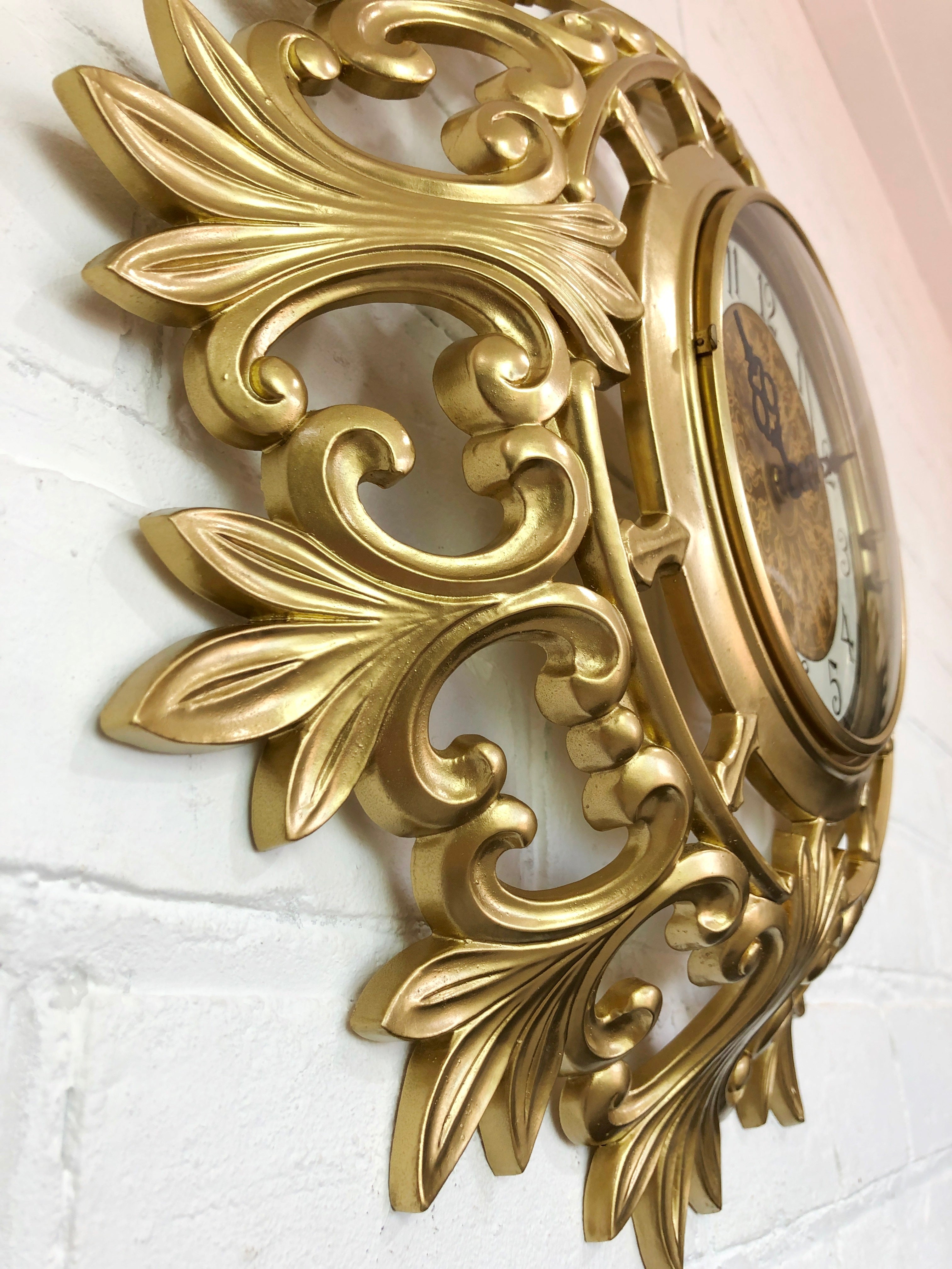 Vintage SYROCO Ornate Starburst Battery Wall Clock  | eXibit collection