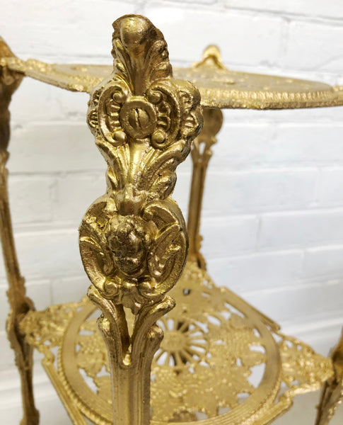 Vintage Cast Iron 3x Tier Gold Planter Stand | eXibit collection