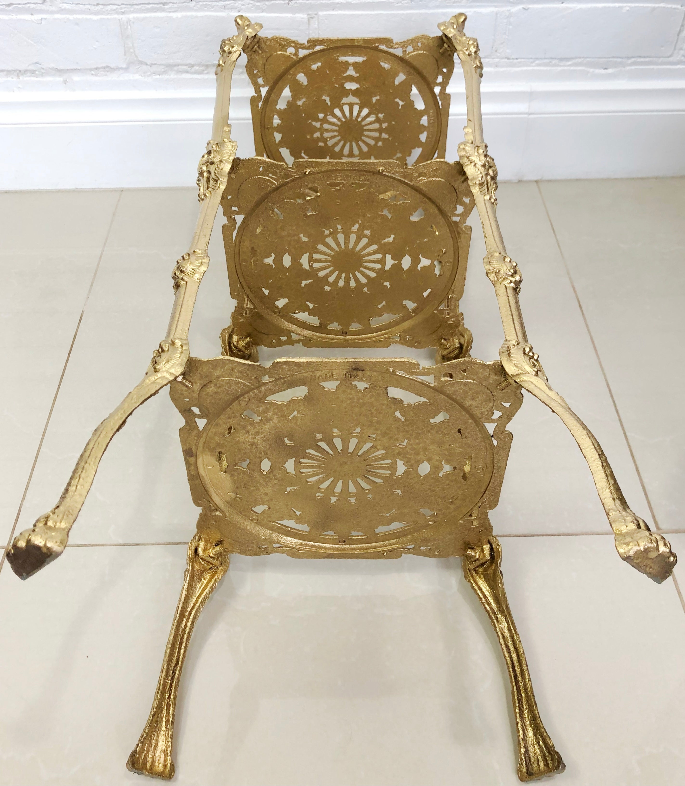 Vintage Cast Iron 3x Tier Gold Planter Stand | eXibit collection
