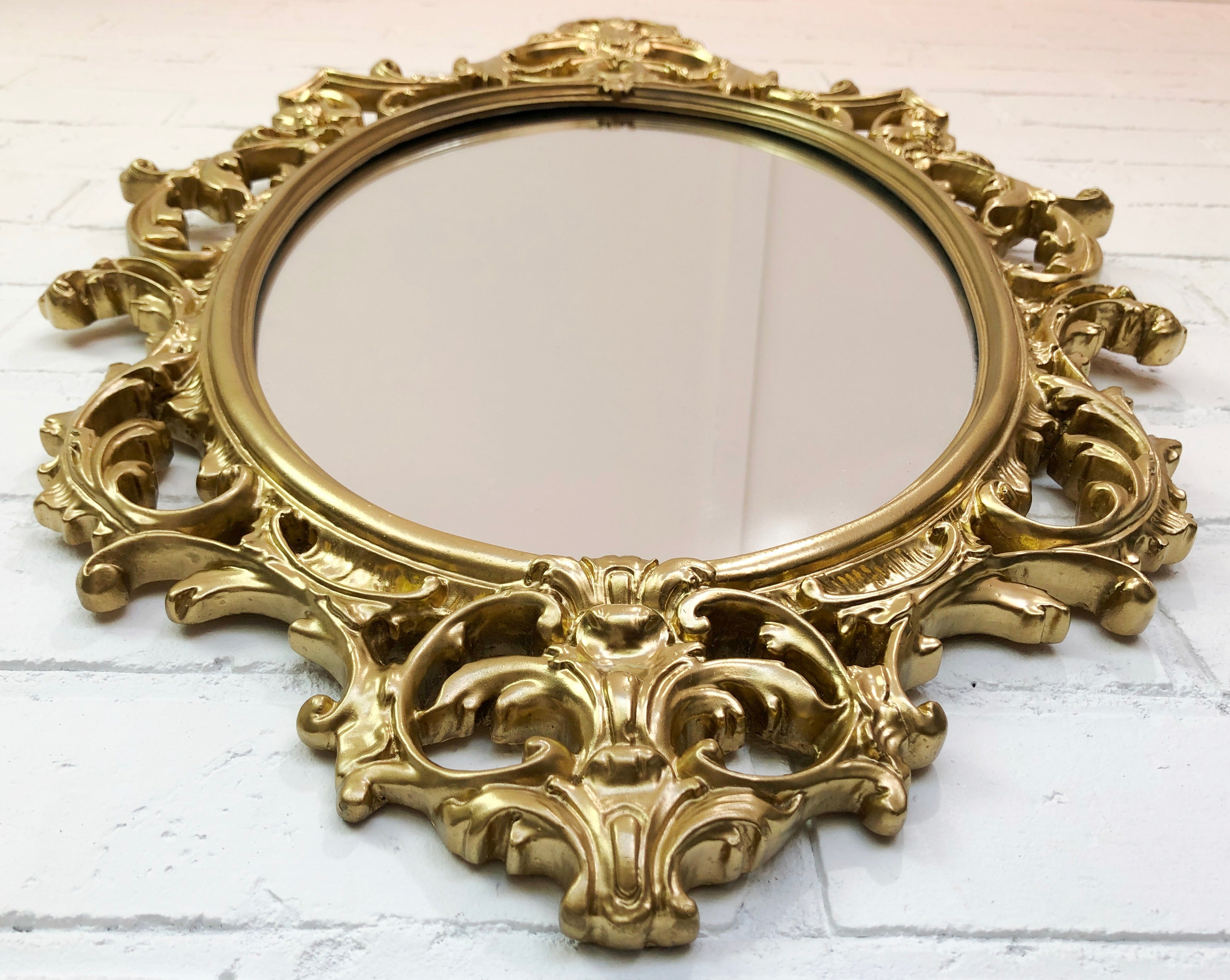 Original Vintage Ornate Gold Mirror & Shelf | eXibit collection