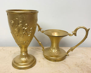 Vintage Italian Made Brass Double Handled Urn/Vase | eXibit collection