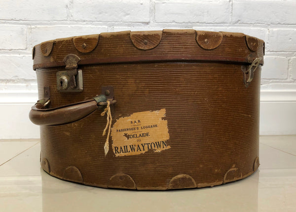 Vintage Leather Railway Hat Box Travel Case | eXibit collection