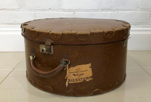 Vintage Leather Railway Hat Box Travel Case | eXibit collection