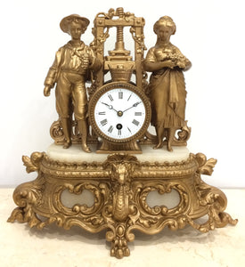 Antique French Spelter Mantel Clock | eXibit collection