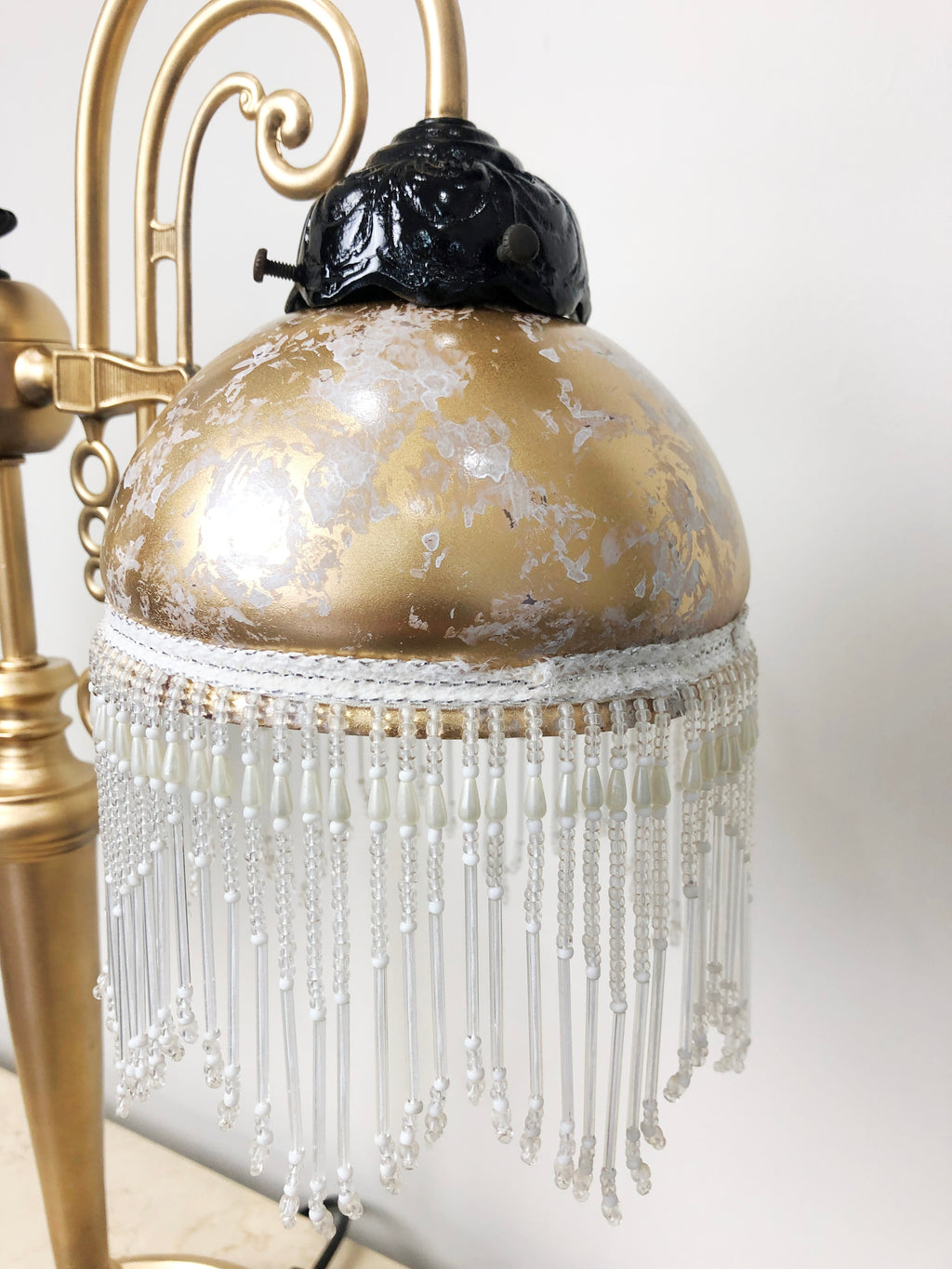 Vintage Victorian Boudoir Pedestal Dual Gold Table Lamp | Adelaide Clocks