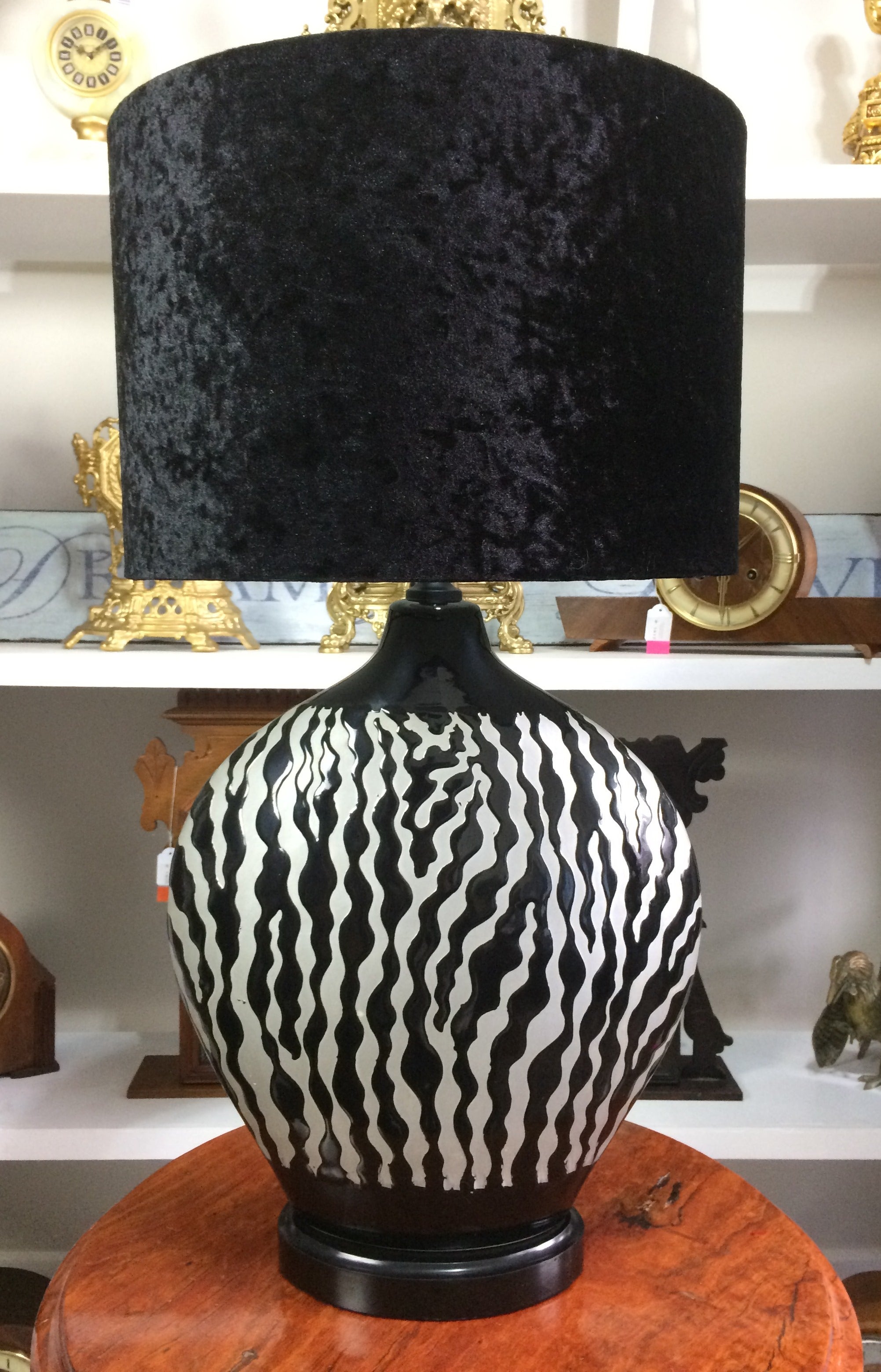 Black Zebra Table Lamp Décor | Adelaide Clocks