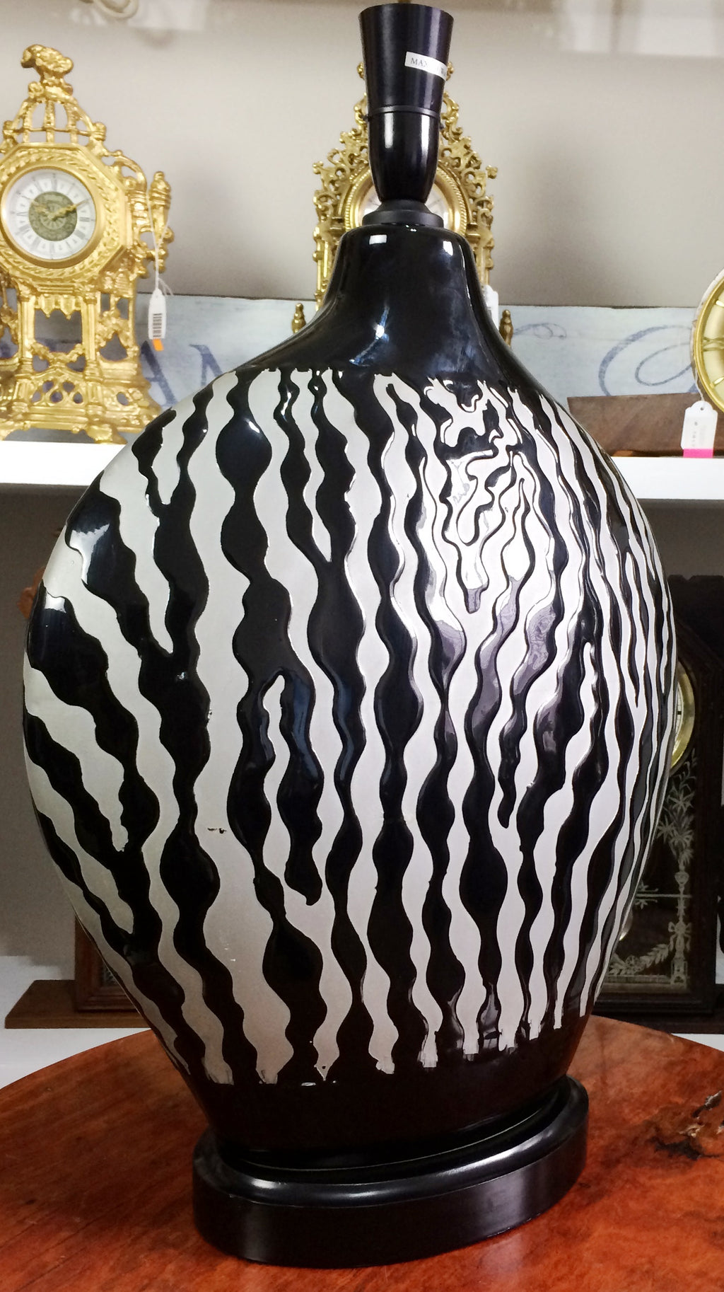 Black Zebra Table Lamp Décor | Adelaide Clocks
